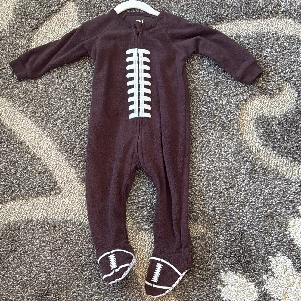 The Childrens Place Baby Boy Fall Football Halloween Footed Pajamas Lot 2 Pack